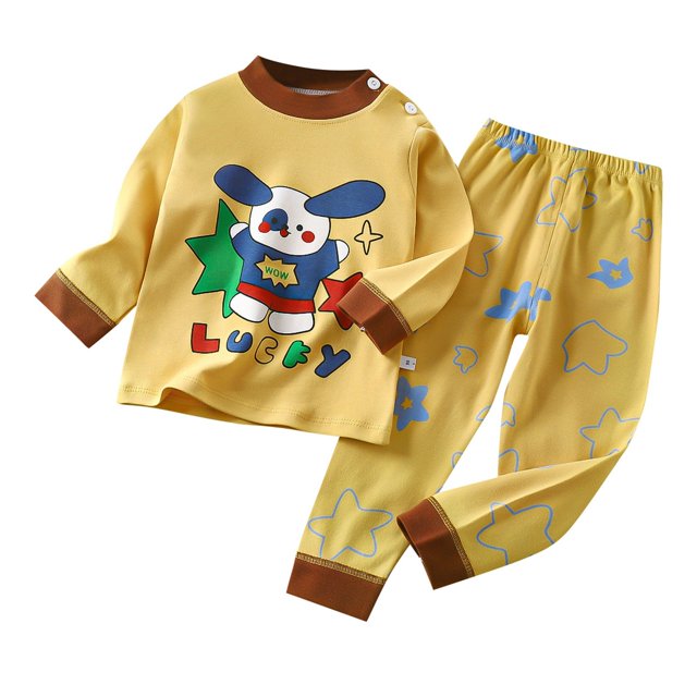 Fshinging Children Clothes Set Cute Cartoon Animla Print Long Sleeve Tops And Pants 2 Piece Set Tenue Garçon Size 5-6 Years
