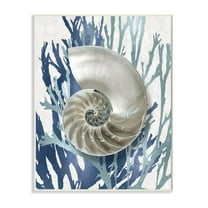 Stupell Industries Shell Coral Beach Blue Design Wall Plaque by Caroline Kelly