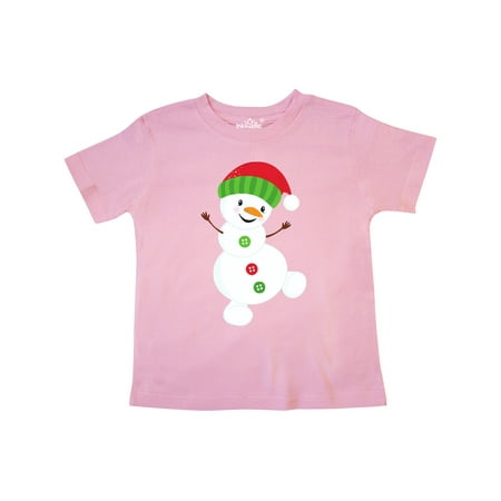 

Inktastic Snowman With Hat Carrot Nose Buttons Gift Toddler Boy or Toddler Girl T-Shirt
