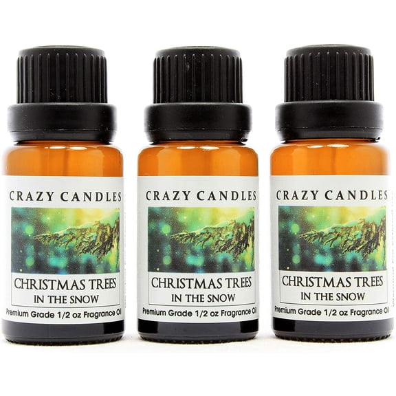 Crazy Candles Christmas Trees in The Snow (Made in USA) 3 Bottles 1/2 Fl Oz Each (15ml) Premium Grade Scented Fragrance Oil