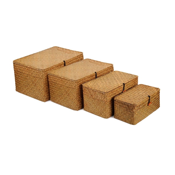 Cestas de mimbre YANGQIHOME para almacenamiento de pastos marinos naturales, paquete de 4