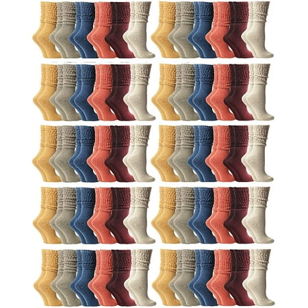 

60 Pack Yacht & Smith Womens Cotton Slouch Socks Womans Knee High Boot Socks (Earth Tone)