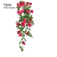 thumbnail image 1 of Artificial Rosa Garland Simulación Flor Vid Decoración floral Colgante de pared Plástico Flor falsa Ratán, Rosa roja Yuarrent HA8441-02B, 1 of 6