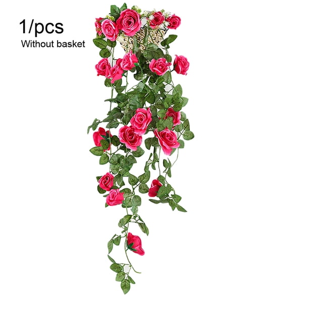 Artificial Rosa Garland Simulación Flor Vid Decoración floral Colgante de pared Plástico Flor falsa Ratán, Rosa roja Yuarrent HA8441-02B