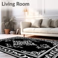 thumbnail image 2 of ODIKA 3'x5' Machine Washable Non-Slip Area Rug, Vintage Damask Scroll with Classical Baroque Motifs High Traffic Rug, Black, 718316, 2 of 7