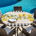 thumbnail image 6 of Yellow Lemons Round Tablecloth, Fitted Table Cover with Elastic for 36"-44" Round Tables, Summer Watercolor Fruits Plaid Table Cloth Outdoor Indoor Dinning Party Waterproof Tablecloths, 6 of 7