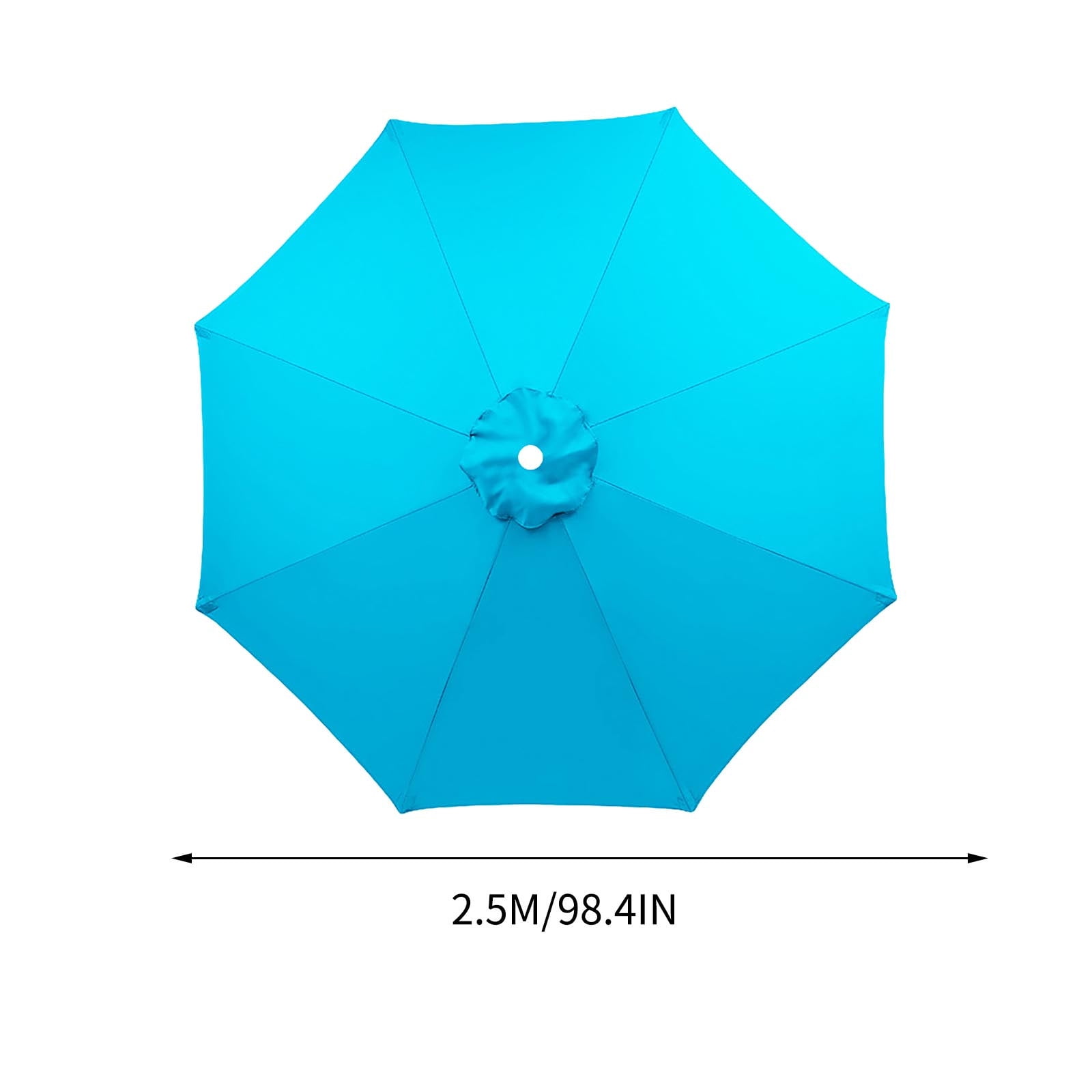 Replacement Umbrella Cloth, 8 Ribs Replacement Parasol Cover, Umbrella Cloth Surface on The Center Pillar of The Courtyard, Replacement of Sunshade Umbrella Cloth(98.4in, Lake Blue)