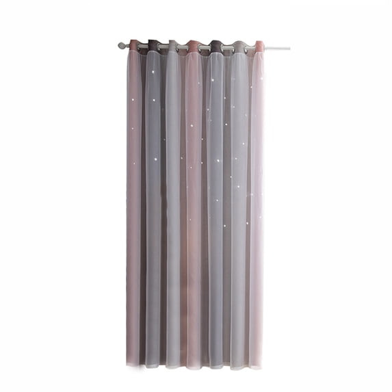 Star Curtains Stars Blackout Curtains for Girls Bedroom Living Room Colorful Double Layer Star Window Curtains, 1 Panel (53"W x 95"L,Gray)