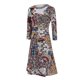 thumbnail image 4 of ICHUANYI Liquidación Vestido largo de manga tres cuartos con cuello en V para mujer Vestido de una línea con estampado floral para mujer ICHUANYI WER202308252516, 4 of 9
