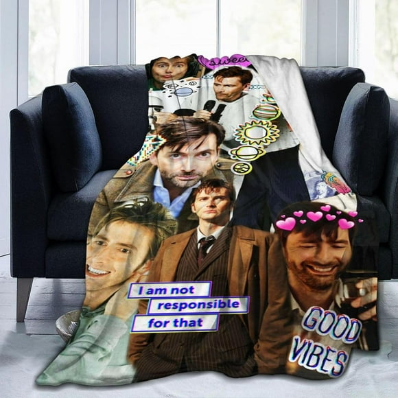 David Tennant Throw Flannel Blanket for Bed Sofa Room Couch Camping Car Soft Air Conditioning Blankets for All Seasons 60"x50"