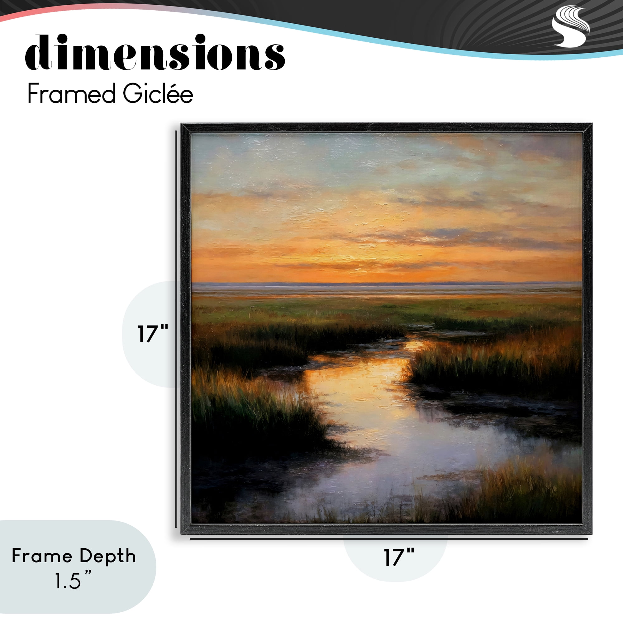 Stupell Industries Warm Marshland Sunset Black Framed Giclee Art, design by Petal Prints Design