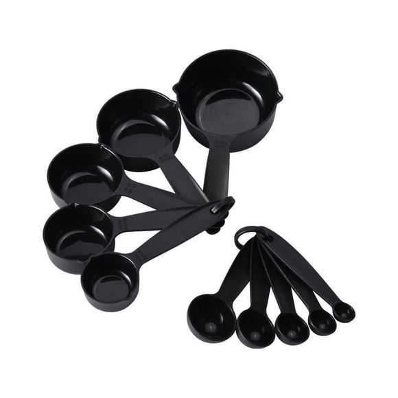 Nvzi Plastic Measuring Cups and Spoons Set of 10 (Black)