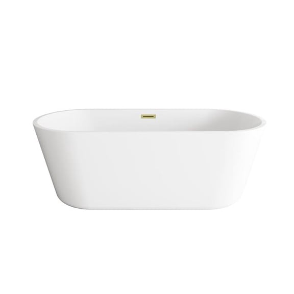 Elegant Kitchen & Bath BT10665GW-BGD 65 in. Soaking Bathtub, Glossy White with Brushed Gold Trim