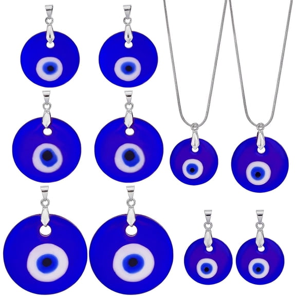 Large Evil Eye Charms 8pcs Blue Turkish Eye Pendants Charms Lampwork Eye Beads Big Lucky Charms Hanging Ornaments Keychain 25/30/35/40mm