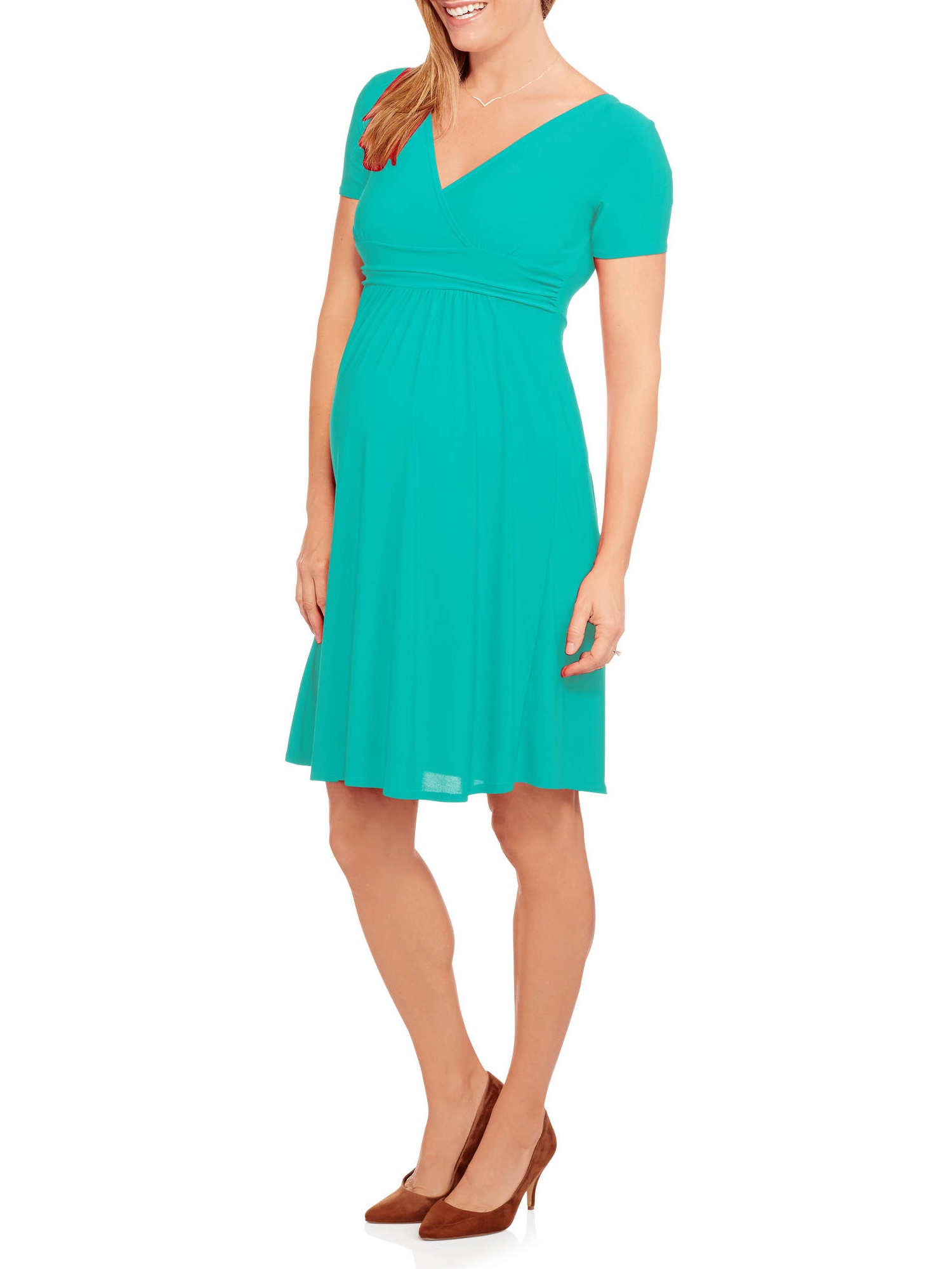 Maternity Short Sleeve Cross Front Dress - Walmart.com
