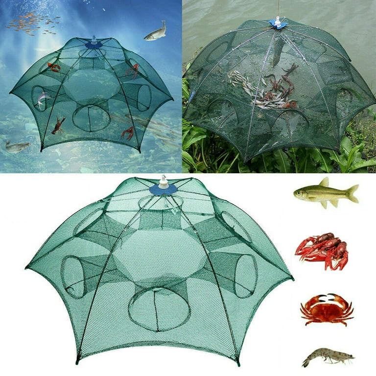 Portable Bait Traps Fishing Nets Foldable - Easy Use Hand Casting Bait  Traps Cage Baits Cast Mesh Trap for Fishes, Shrimp, Minnow, Crayfish, Crab