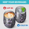 thumbnail image 4 of 12oz Stemless Wine Tumblers Skull Flower Halloween Pattern Vacuum Insulated Stainless Steel Travel Tumbler Cups Mug with Lid and Straw for Champaign,Cocktail,Beer with Cleaning Brush, 4 of 5