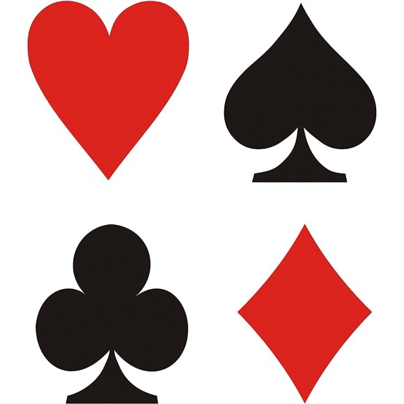 CUSHYSTORE 4X Ensembles de Cartes de Poker 5 Pouces Casino Las Vegas As de Pique Cœur Clubs Autocollant Vinyle Noir Rouge
