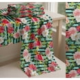 thumbnail image 6 of Soimoi Green Cotton Voile Fabric Stripe & Grandiflora Roses Floral Printed Fabric 1 Yard 58 Inch Wide, 6 of 7
