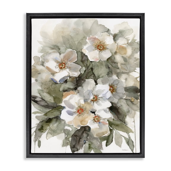 Stupell Industries Contemporary Abstract Floral Bundle Black Floating Frame Canvas Art, 17 x 21, by Carol Robinson