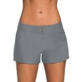 thumbnail image 1 of Frontwalk Ladies Swimwear Plain Swimsuit Buttons Bathing Suit Women Elastic Waisted Swim Shorts Solid Color Beach Pants grey L, 1 of 4