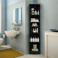 thumbnail image 4 of 66.9"H Bathroom Tall Corner Storage Cabinet with Two Doors, Adjustable Shelves, Open Shelves, Black, 4 of 14
