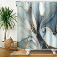 thumbnail image 4 of LFEEY Modern luxury Abstract Art Shower Curtain, Gold Blue Marble Textured Waterproof Fabric for Bathroom Decor, 72"x78", 4 of 5