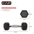 thumbnail image 3 of CAP Barbell, 8lb Coated Rubber Hex Dumbbell, Pair (No-Roll Design, Ergonomic Steel Handle, Durable Coated Weight), 3 of 6