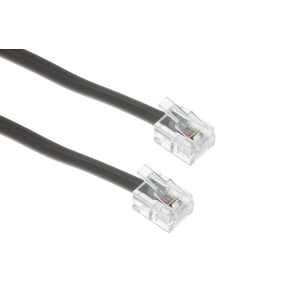 CablesAndKits RJ11 Straight Modular Telephone Cable, Silver, 25 ft, 6P/4C, 4 x 28AWG Wires, PVC Jacket