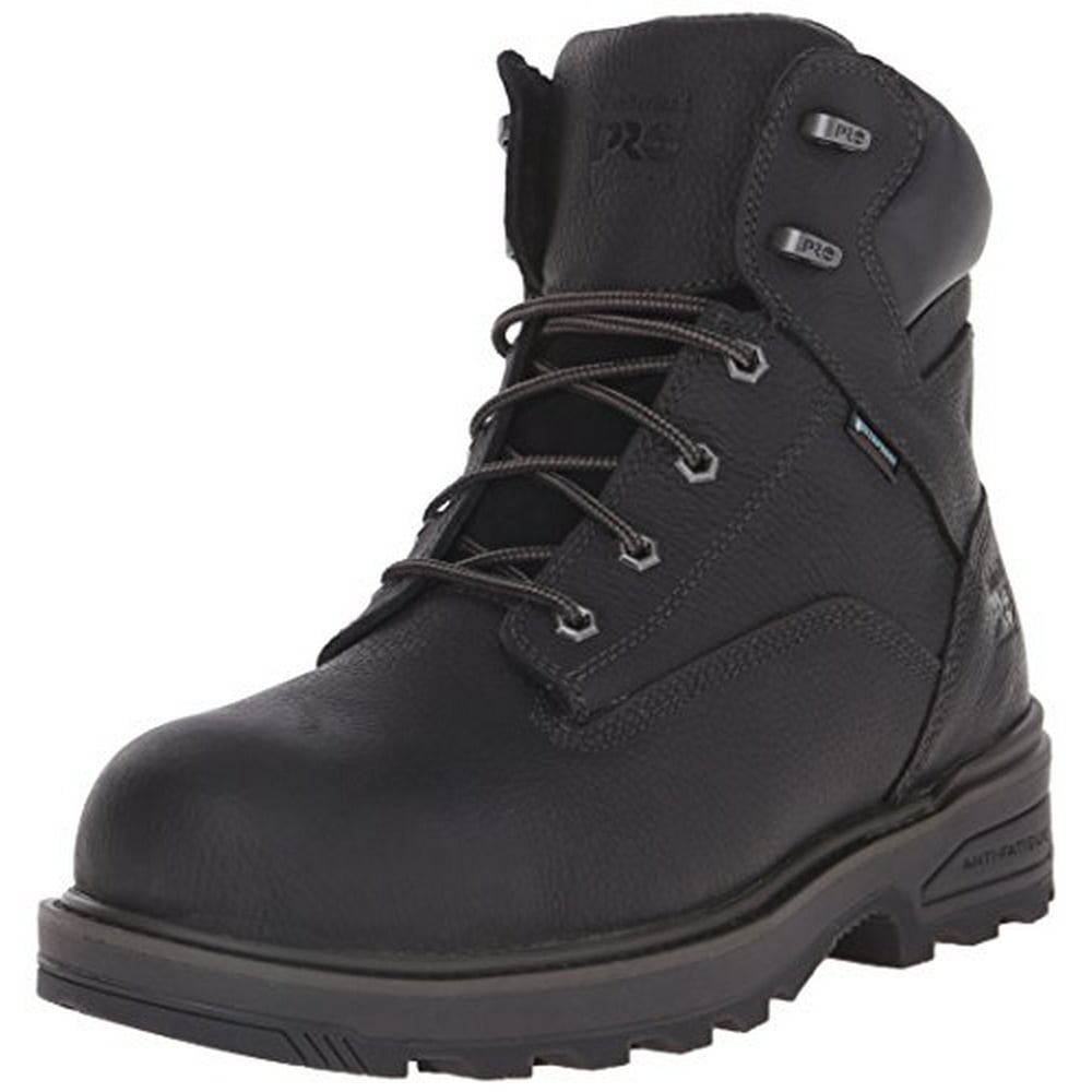 Timberland PRO Men's 6 Inch Resistor Comp Toe WP Work Boot, Black Tumbled Full Grain Leather, 15