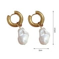thumbnail image 7 of Travelwant Baroque Pearl Dangle Earrings Chunky Hoop Earrings Drop with Irregular Pearl Drop for Women Classic Pearl Vintage Graceful Huggie Ear Jewelry, 7 of 7