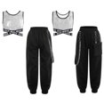 thumbnail image 4 of Aislor Kids Girls Hip Hop Dance Shiny Sequins Sleeveless Crop Tops with Chain Pocket Jogger Pants Silver 10, 4 of 6