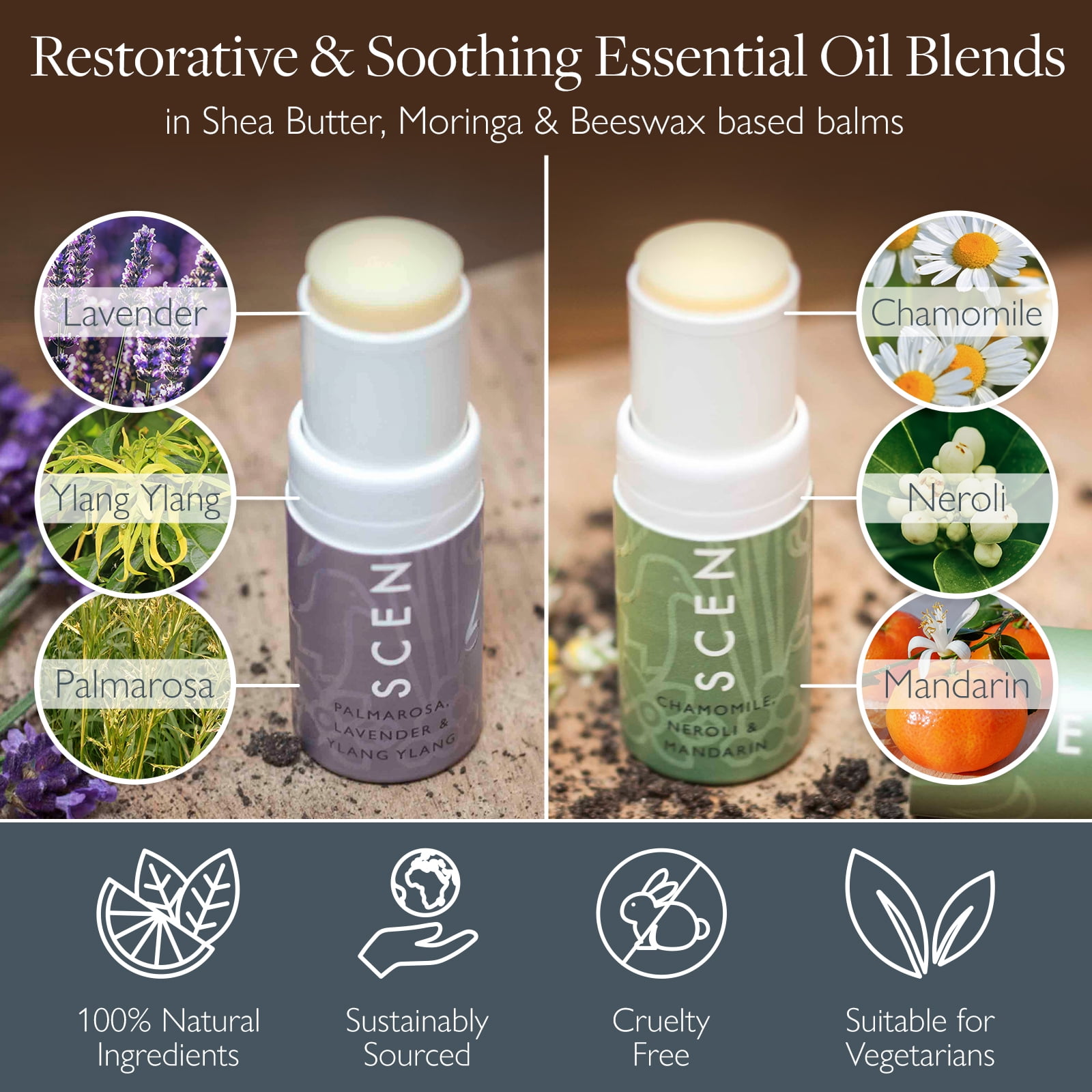 Scentered SLEEP WELL & DE-STRESS Aromatherapy Essential Oils Balm Gift Set - For Restful Sleep & Relaxation - All-Natural Blends of Lavender, Ylang Ylang, Cedarwood, Chamomile