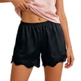 thumbnail image 6 of Shorts Culotte for Women Elastic Waist Satin Lace Hem Loose Fit Lightweight Pettipants Pajama Shorts, 6 of 7