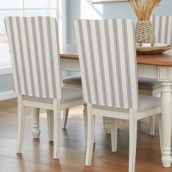 Blue Striped Chair Back Covers, Removable Chair Covers for Dining Chairs Set of 6, Washable Chairs Slipcovers Back Seat Protector for Wedding Party 19"x20"