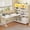 White, variant on Modern L Shaped Computer Desk with 2 Drawers, Open Storage Shelves and Glass Cabinet, Corner Office Desk with LED Lights for Home Office, Living Room, Bedroom