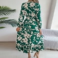 thumbnail image 5 of PuLe Long Sleeve Dress for Women Fall Floral Vacation Dresses for Women 2024 Trendy V-Neck Ruched Long Sleeve Dress Casual Fashion Boho Dresses for Summer, 5 of 8
