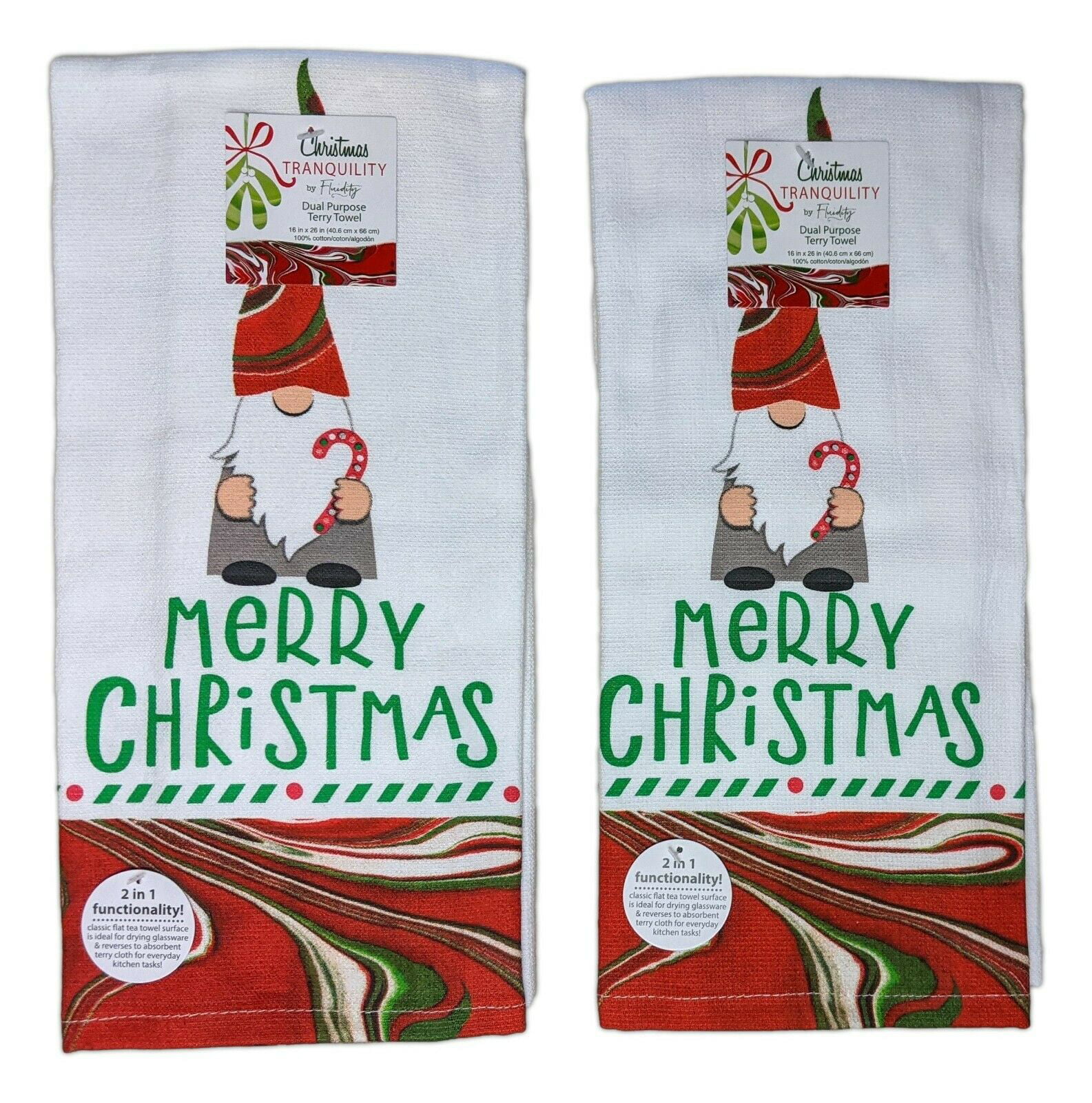 KitchenAid Christmas Colors Kitchen Towels Set of 2 Holiday Towels Green Red 