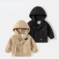 thumbnail image 2 of Gabardinas para niños, prendas de vestir exteriores para niños, chaqueta cortavientos informal, Otoño Invierno, ropa para bebés, cazadora cálido de lana con capucha, 2 of 5