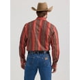 thumbnail image 2 of Wrangler Men's Rust Brown Stripe Aztec Snap Shirt 112351473, 2 of 4