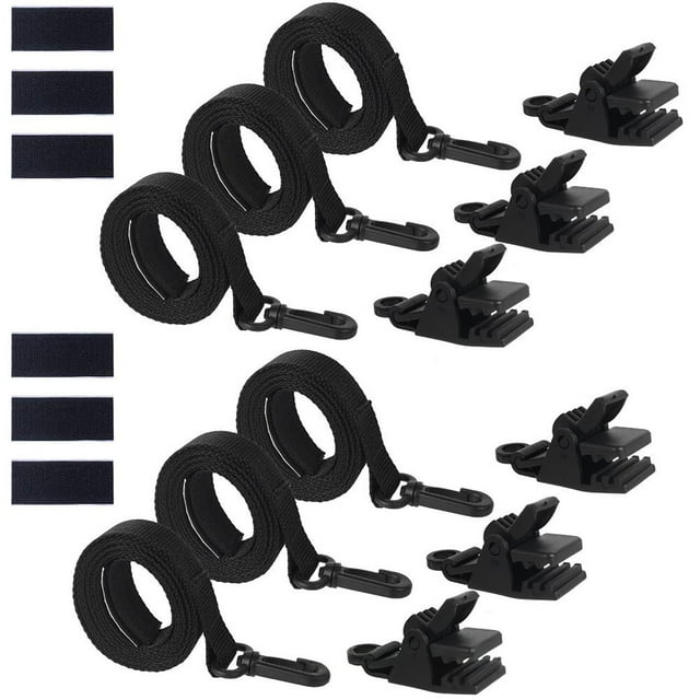 Kit de Fixation pour Enrouleur de Couverture Solaire pour Piscine Creusée, Sangles et Clips de Couverture Solaire, Kit de Sangles de Couverture Solaire Incluant 6 Sangles avec Crochets, 6 Clips, Clips Robustes pour Table en Papier et Métal