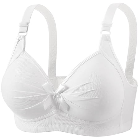 AINIYS Front Closure Bras for Women Plus Size Print No Underwire Solid Bra Adjustable Strap Full Coverage Soft Comfort Bralette White S