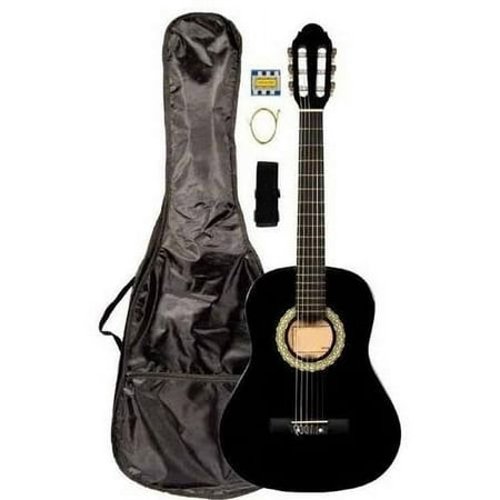 Directly Cheap 3/4-Size Student Beginner Classical Nylon String Guitar with Carrying Bag and Strap, 36", Black