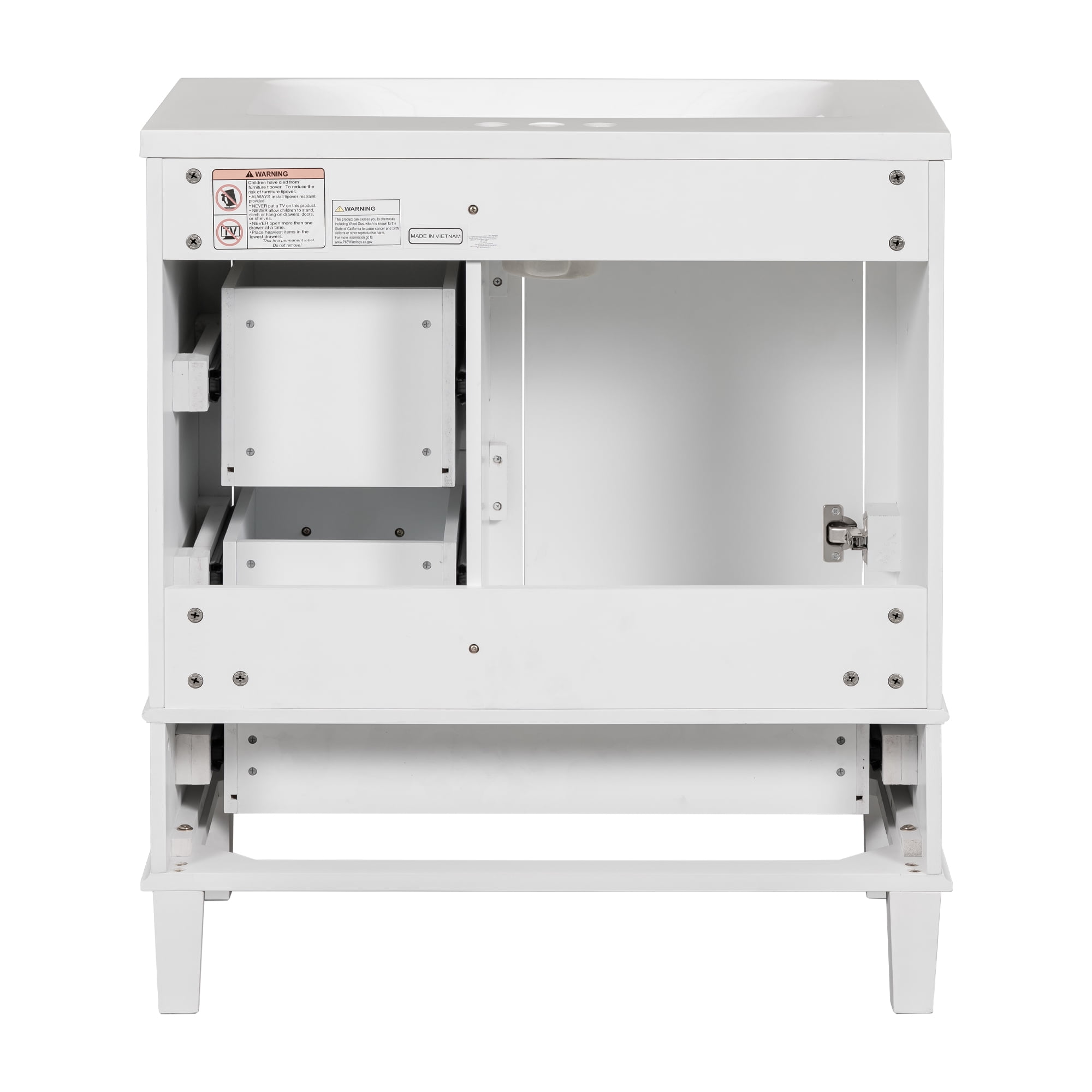 Royard Oaktree 30" Bathroom Vanity w/Resin Sink, Modern Bathroom Cabinet w/Soft Closing Door & 3 Drawers