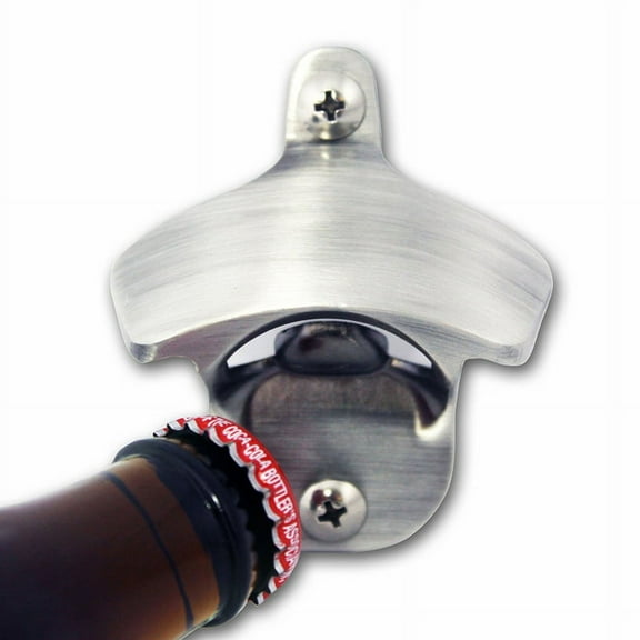 Stainless Steel Wall Mount Bar Beer Glass Cap Bottle Opener With Screws New Hot