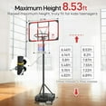 thumbnail image 2 of Kids Basketball Hoop Outdoor 4.82-8.53ft Adjustable, Portable Basketball Hoops & Goals for Kids/Teenagers/Youth in Backyard/Driveway/Indoor, with Enlarged Base and PC Backboard, 2 of 8