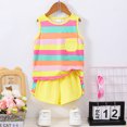 thumbnail image 2 of Big Girls Clothes 7T Girls Outfits 8T Girls Sleeveless Stripe Top Shorts 2PCS Girls Summer Clothing Set Yellow, 2 of 8