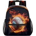 thumbnail image 1 of 12inch Backpack Abstract Fire Baseball Mini Whistle Preschool Daypack Travel Bookbag for Backpacks, 1 of 7