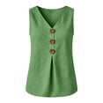 thumbnail image 4 of Womens Linen Tank Tops Summer Casual Sleeveless V Neck Button Camisole Top Blouse Size 4XL, 4 of 4