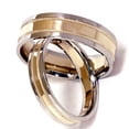 thumbnail image 3 of Pompeii3 White & Yellow Gold Two Tone His Hers Wedding Band Set, 3 of 3
